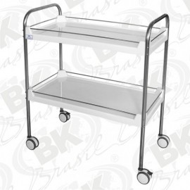 CARRO 02 PRATELEIRAS 430X800MM EM FIBERGLASS ESTRUTURA E VARANDAS EM AÇO INOXIDÁVEL